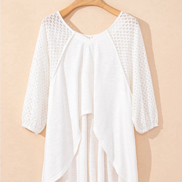 *NEW* White Crochet Sleeve Boho Top | Sizes S, XL - Picture 7 of 9